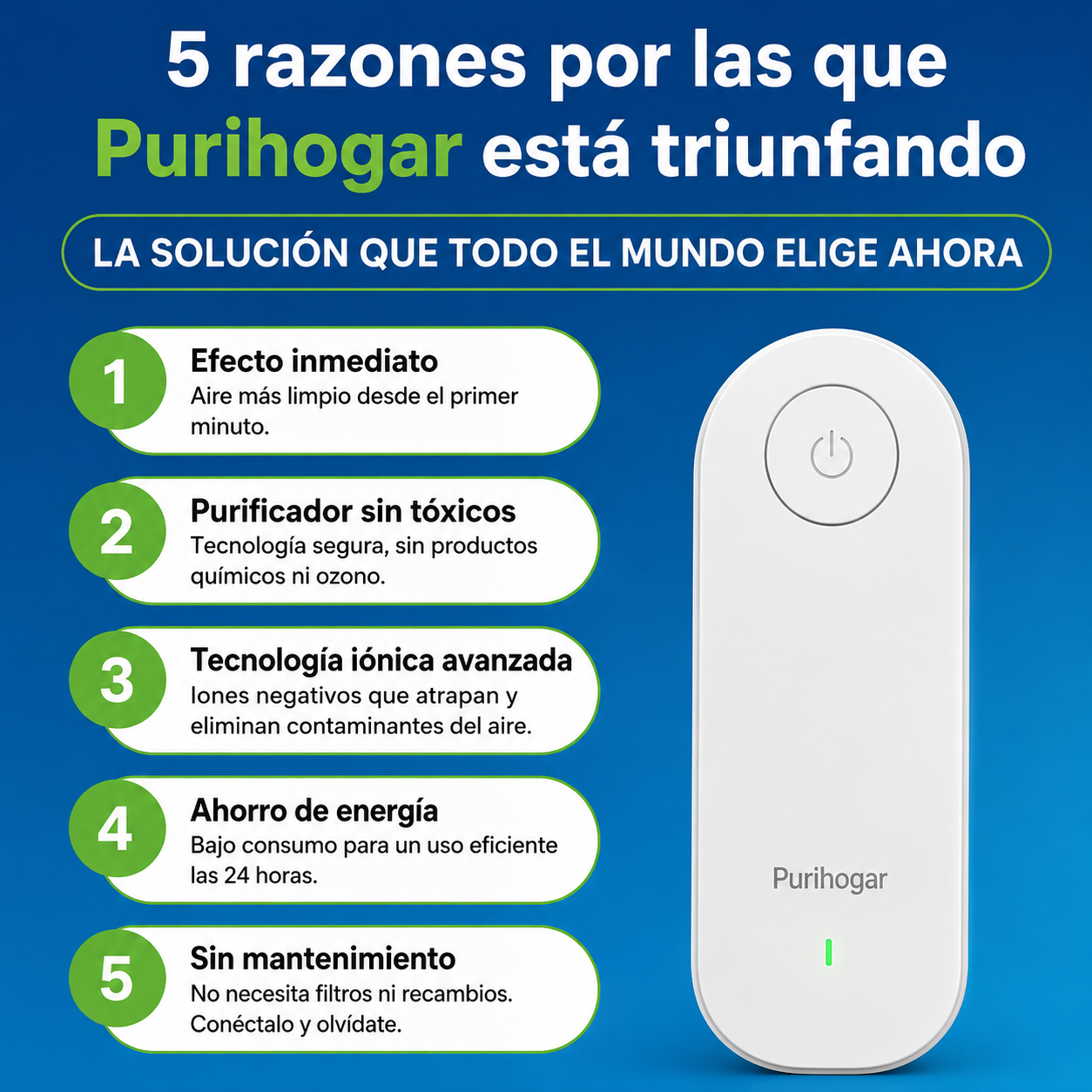 Ionizador de aire compacto Purihogar